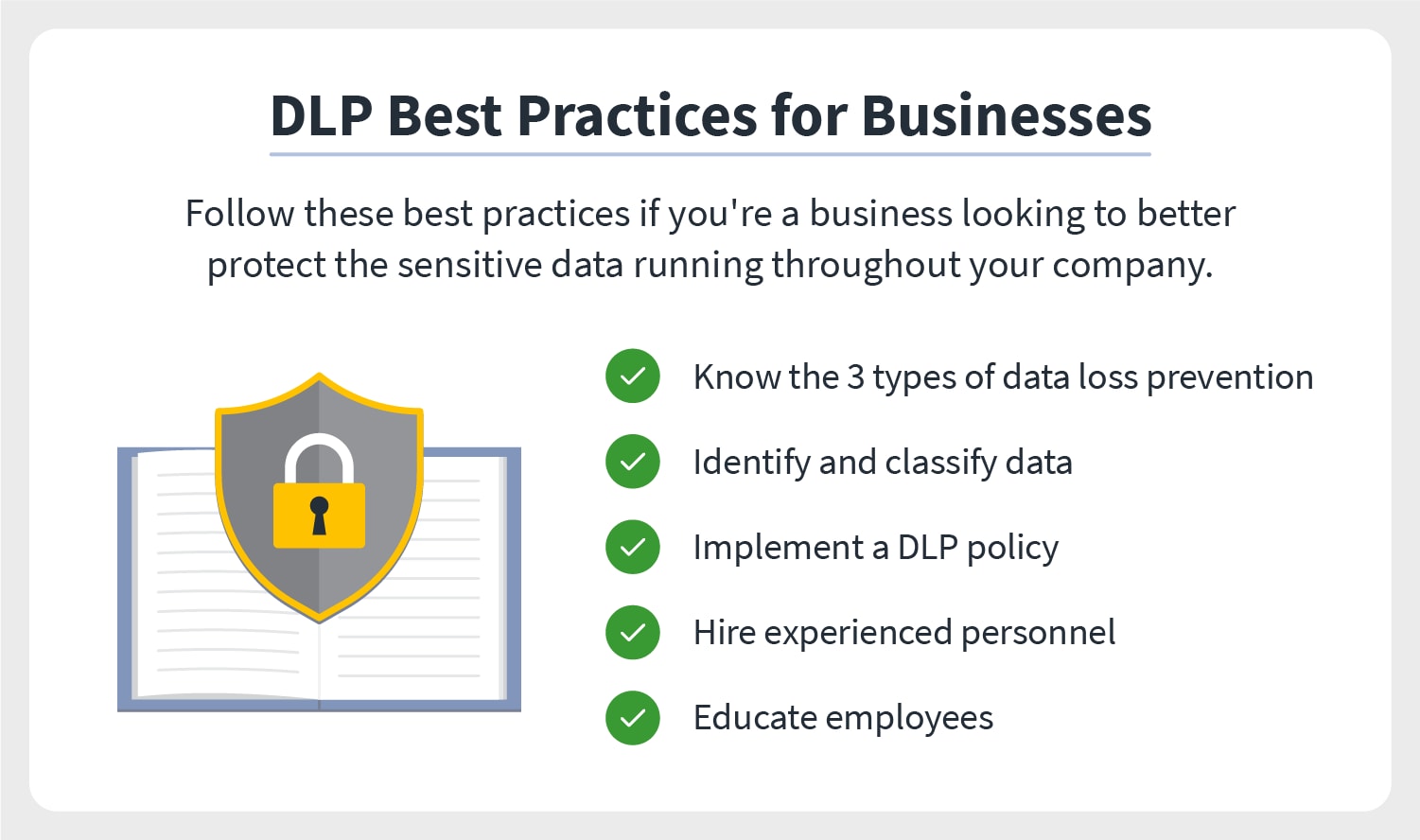 An illustration accompanies data loss prevention best practices for businesses to follow to protect their professional networks.