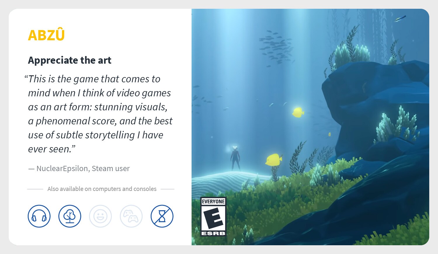 a screenshot of the video game ABZÛ and a testament to it being a relaxing games