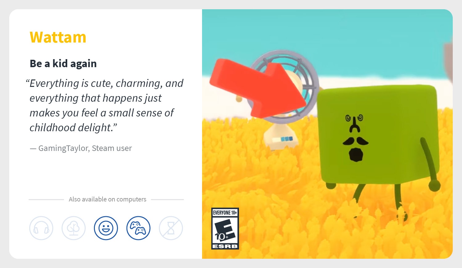 a screenshot of the video game Wattam and a testament to it being a relaxing games