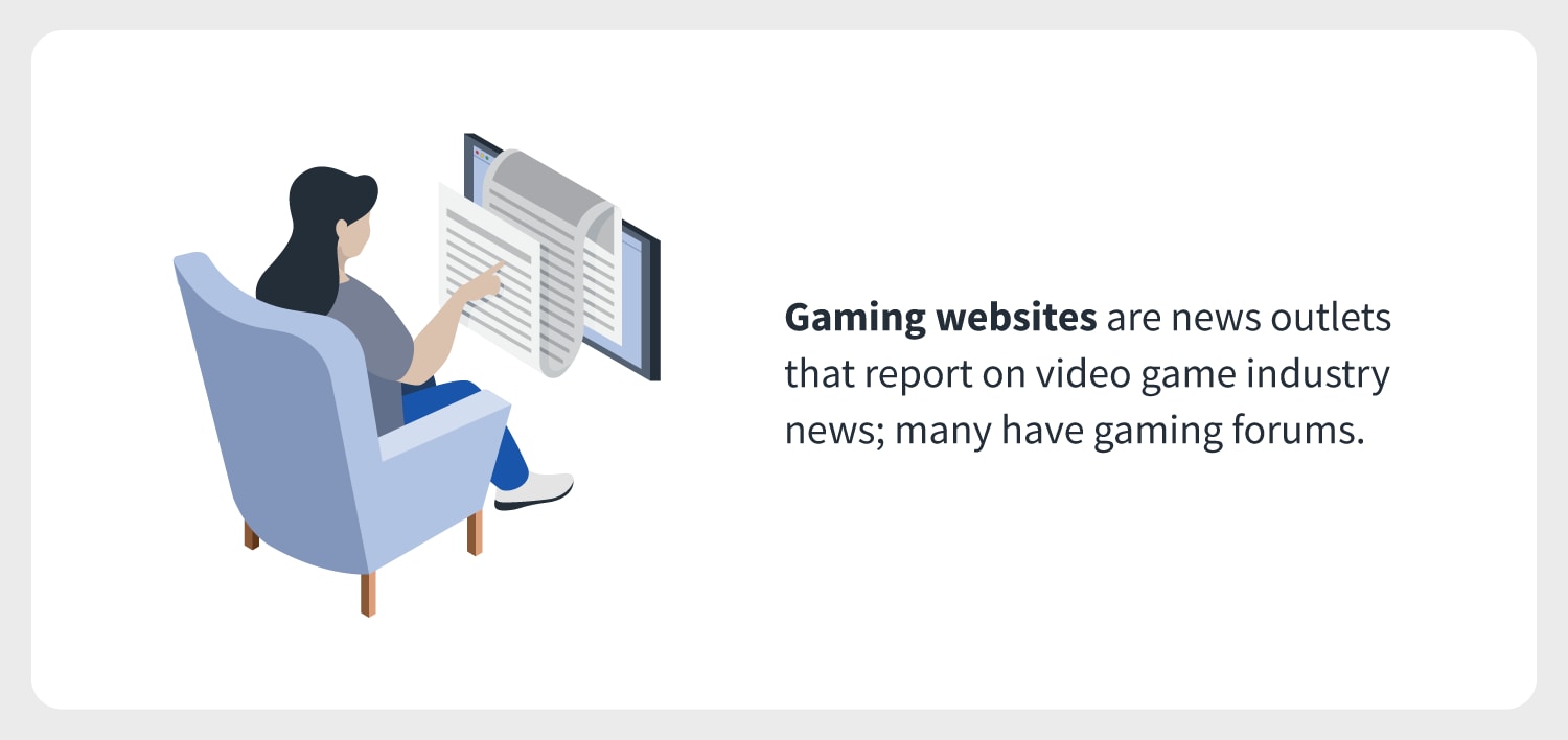 an illustration of a woman reading news on a screen indicates that she might visiting a gaming website