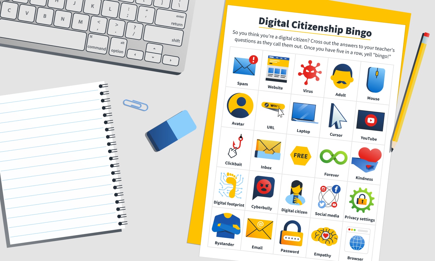 printable digital citizenship bingo game