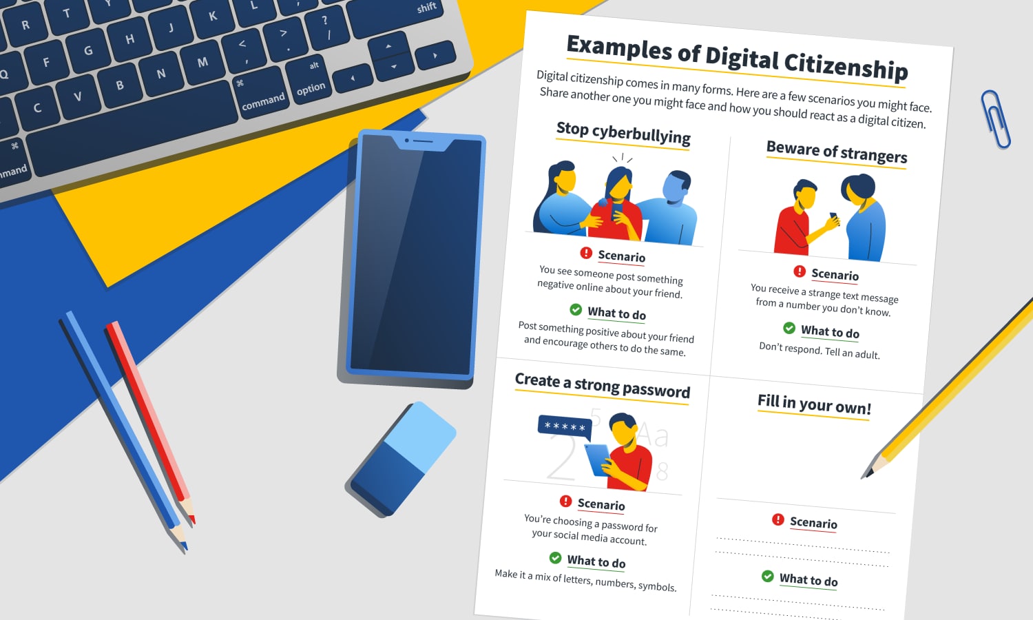 printable examples of digital citizenship worksheet