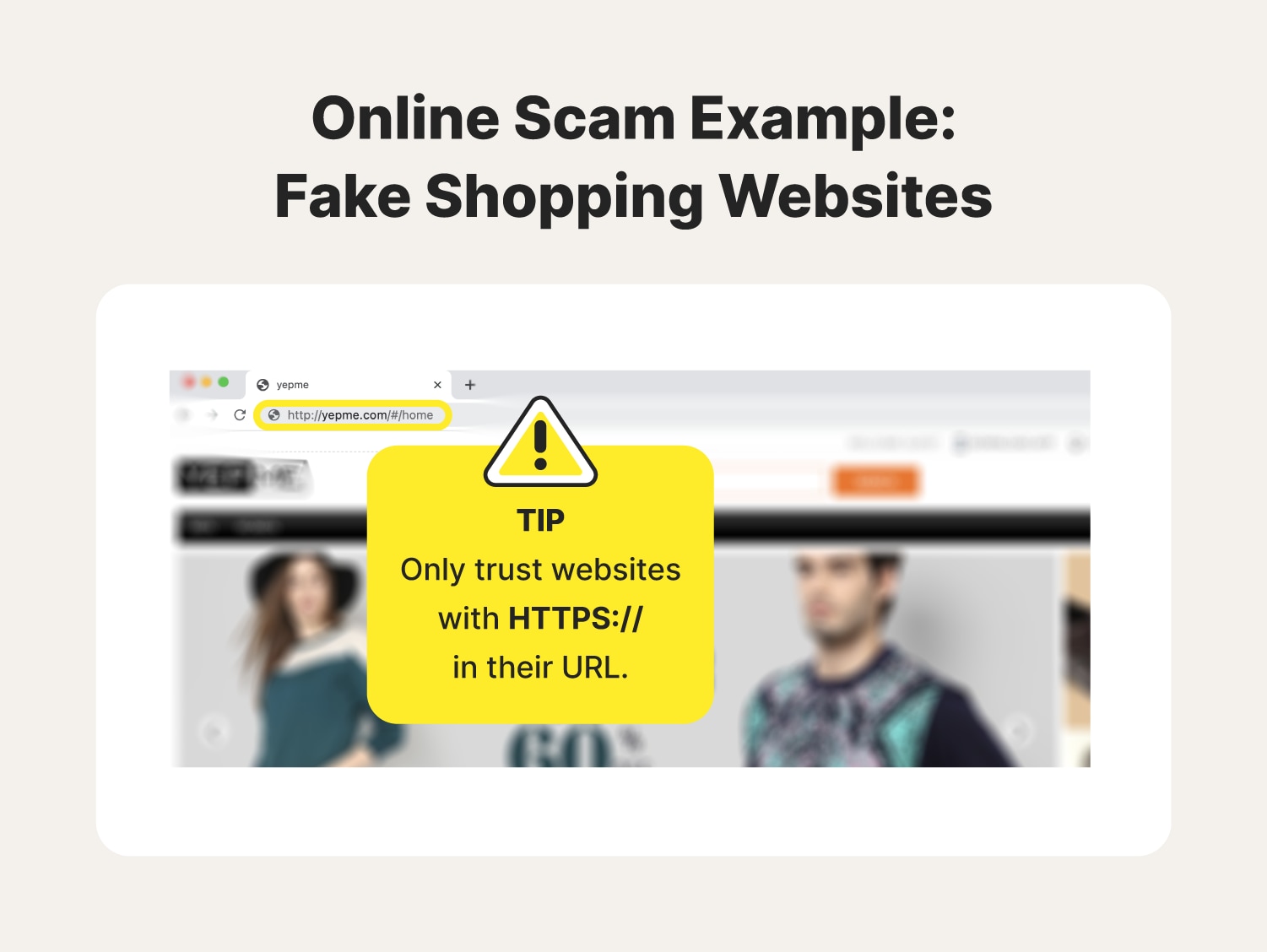 An example of an untrustworthy website acts as an example of what popular online scams look like. 