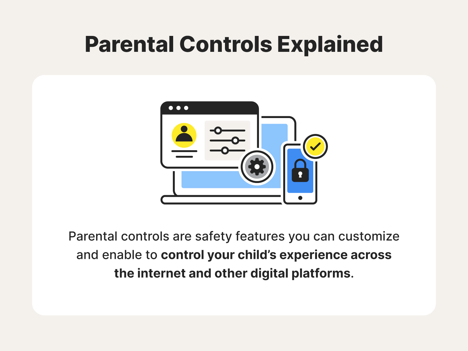A graphic defines parental controls, further explaining the safety benefits of learning how to set parental controls