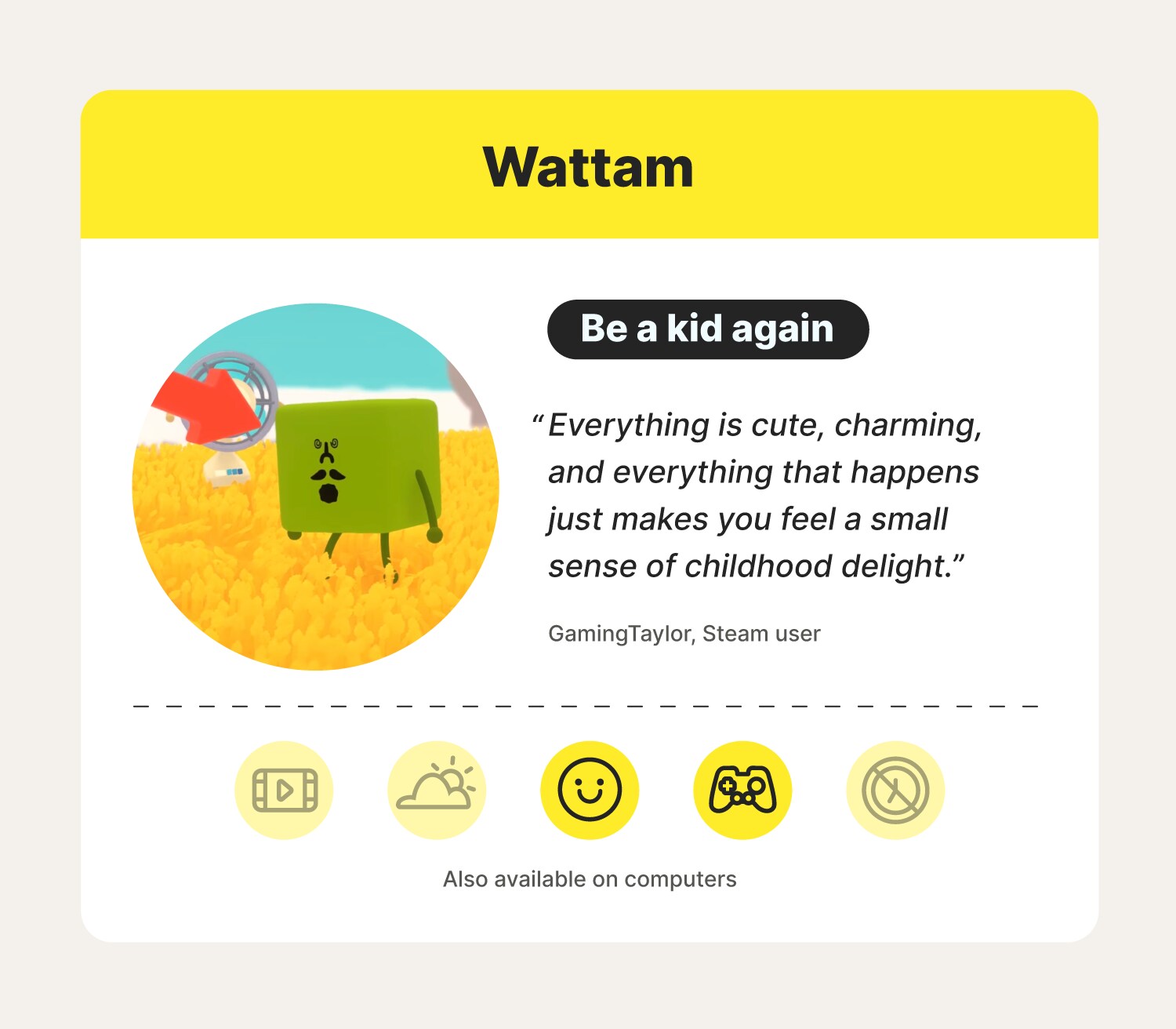 Icons accompany a description of one of the best relaxing games on the market. 