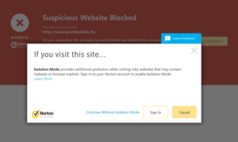 Norton Antivirus in Bezug auf Websites